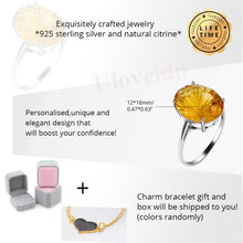 Load image into Gallery viewer, Certified Oval Natural Citrine Ring and 925 Sterling Silver