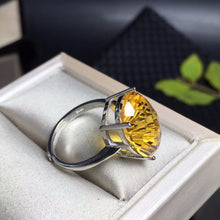 Load image into Gallery viewer, Certified Oval Natural Citrine Ring and 925 Sterling Silver