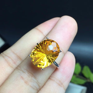 Certified Oval Natural Citrine Ring and 925 Sterling Silver