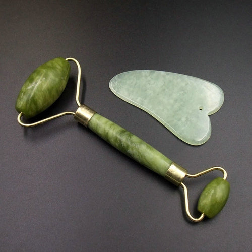 2PCS Gua Sha Natural Jade Facial Roller